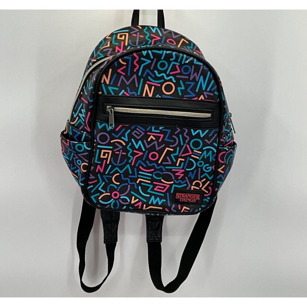 Stranger Things Black Mini Backpack‎ With Neon Geometric Print Funko